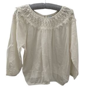 Anthropologie Seen Worn Kept Crochet Lace Trim Top